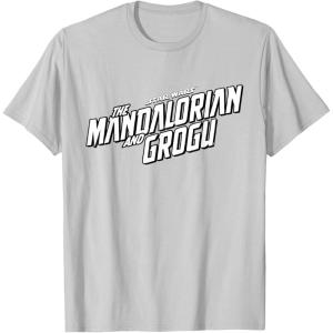 image:imageStar Wars The Mandalorian and Grogu Official BampW Movie Logo TShirtSilver Grey