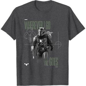image:imageStar Wars The Mandalorian and Grogu Wherever I Go He Goes TShirtDark Heather Grey