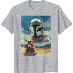 image:imageThe Mandalorian And Grogu Mando amp The Child Armored Poster TShirtHeather Grey