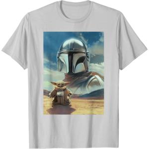image:imageThe Mandalorian And Grogu Mando amp The Child Armored Poster TShirtSilver Grey