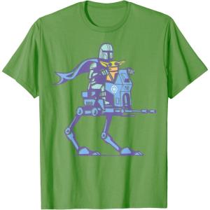 image:imageThe Mandalorian And Grogu Mando amp The Child On ATRT Walker TShirtGrass Green