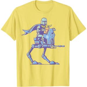 image:imageThe Mandalorian And Grogu Mando amp The Child On ATRT Walker TShirtLemon Yellow