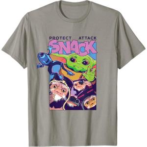 image:imageThe Mandalorian And Grogu Protect Attack Snack The Child TShirtSlate Grey