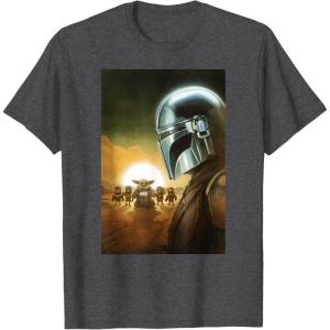 image:imageThe Mandalorian And Grogu The Child amp Mando Side Portrait TShirtDark Heather Grey
