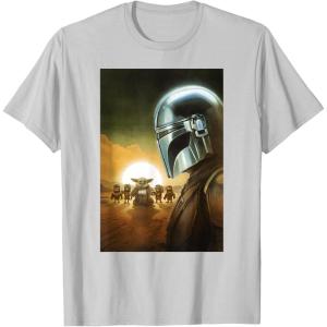 image:imageThe Mandalorian And Grogu The Child amp Mando Side Portrait TShirtSilver Grey