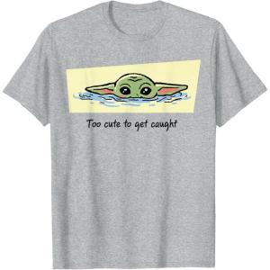 image:imageThe Mandalorian And Grogu Too Cute To Get Caught Drawn Grogu TShirtHeather Grey