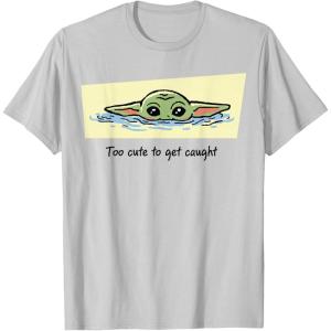 image:imageThe Mandalorian And Grogu Too Cute To Get Caught Drawn Grogu TShirtSilver Grey