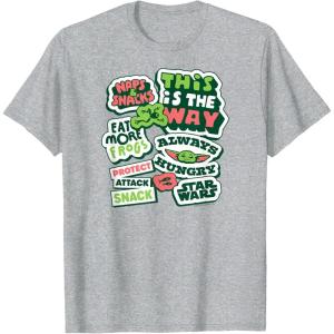 image:imageThe Mandalorian and Grogu  Grogu Snack Stickers TShirtHeather Grey