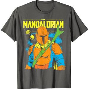 image:imageThe Mandalorian and Grogu  Mando  Neon Colors TShirtAsphalt Grey
