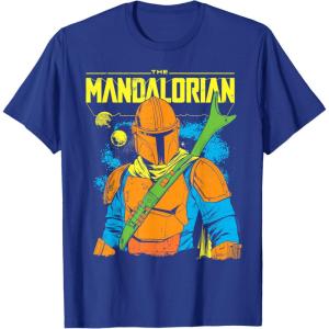 image:imageThe Mandalorian and Grogu  Mando  Neon Colors TShirtRoyal Blue