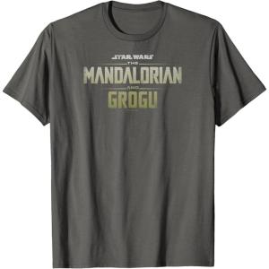 image:imageThe Mandalorian and Grogu  Tonal Washed Logo TShirtAsphalt Grey