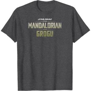 image:imageThe Mandalorian and Grogu  Tonal Washed Logo TShirtDark Heather Grey