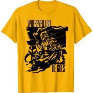 image:imageThe Mandalorian and Grogu  Wherever I Go He Goes TShirtGolden Yellow
