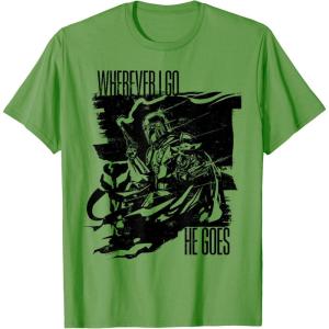 image:imageThe Mandalorian and Grogu  Wherever I Go He Goes TShirtGrass Green