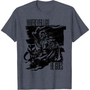 image:imageThe Mandalorian and Grogu  Wherever I Go He Goes TShirtHeather Blue