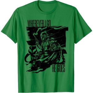 image:imageThe Mandalorian and Grogu  Wherever I Go He Goes TShirtKelly Green