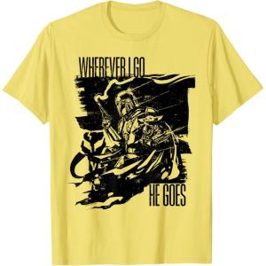 image:imageThe Mandalorian and Grogu  Wherever I Go He Goes TShirtLemon Yellow