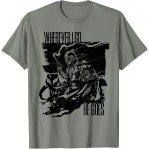 image:imageThe Mandalorian and Grogu  Wherever I Go He Goes TShirtOlive Heather