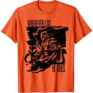 image:imageThe Mandalorian and Grogu  Wherever I Go He Goes TShirtOrange