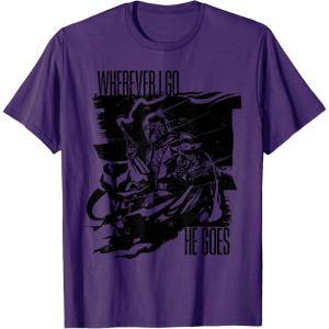 image:imageThe Mandalorian and Grogu  Wherever I Go He Goes TShirtPurple