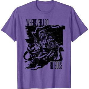 image:imageThe Mandalorian and Grogu  Wherever I Go He Goes TShirtPurple Heather