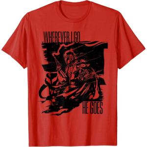 image:imageThe Mandalorian and Grogu  Wherever I Go He Goes TShirtRed