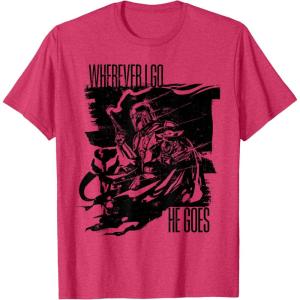 image:imageThe Mandalorian and Grogu  Wherever I Go He Goes TShirtRed Heather