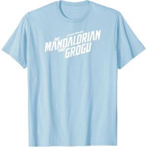image:imageThe Mandalorian and Grogu  White Movie Logo TShirtBaby Blue