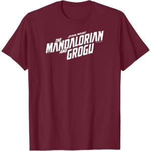 image:imageThe Mandalorian and Grogu  White Movie Logo TShirtBurgundy