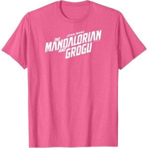 image:imageThe Mandalorian and Grogu  White Movie Logo TShirtPink Heather
