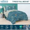 image:imageJay Franco Kids Comforter Set Includes Sheets and Pillow Covers  Soft and Cozy Bed Set for Stylish Room Decor Official Licensed Bedding Blue  The Mandalorian 7 Piece QueenBlue  Fantastic Four