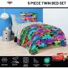 image:imageJay Franco Kids Comforter Set Includes Sheets and Pillow Covers  Soft and Cozy Bed Set for Stylish Room Decor Official Licensed Bedding Blue  The Mandalorian 7 Piece QueenBlack  Cars