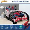 image:imageJay Franco Kids Comforter Set Includes Sheets and Pillow Covers  Soft and Cozy Bed Set for Stylish Room Decor Official Licensed Bedding Blue  The Mandalorian 7 Piece QueenBlack  Spiderman