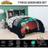 image:imageJay Franco Kids Comforter Set Includes Sheets and Pillow Covers  Soft and Cozy Bed Set for Stylish Room Decor Official Licensed Bedding Blue  The Mandalorian 7 Piece QueenBlack  My Hero Academia