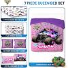 image:imageJay Franco Kids Comforter Set Includes Sheets and Pillow Covers  Soft and Cozy Bed Set for Stylish Room Decor Official Licensed Bedding Blue  The Mandalorian 7 Piece QueenPink  Monster Jam