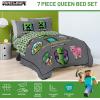 image:imageJay Franco Kids Comforter Set Includes Sheets and Pillow Covers  Soft and Cozy Bed Set for Stylish Room Decor Official Licensed Bedding Blue  The Mandalorian 7 Piece QueenGrey  Minecraft Movie