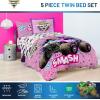 image:imageJay Franco Kids Comforter Set Includes Sheets and Pillow Covers  Soft and Cozy Bed Set for Stylish Room Decor Official Licensed Bedding Blue  The Mandalorian 7 Piece QueenPink  Monster Jam