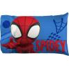 image:imageJay Franco Kids Sheet Set with Fitted Flat Sheets amp Pillow Cover  UltraSoft Bedding with Pillowcase for Room Decor White  The Mandalorian 4 Piece QueenWhite  Spidey  Friends