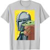 image:imageThe Mandalorian And Grogu Comic Art Style Side Portraits TShirtSilver Grey