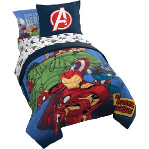 image:imageJay Franco Kids Comforter Set Includes Sheets and Pillow Covers  Soft and Cozy Bed Set for Stylish Room Decor Official Licensed Bedding Blue  The Mandalorian 7 Piece QueenBlue  Avengers