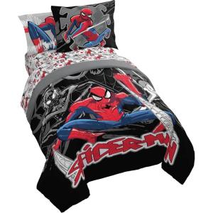 image:imageJay Franco Kids Comforter Set Includes Sheets and Pillow Covers  Soft and Cozy Bed Set for Stylish Room Decor Official Licensed Bedding Blue  The Mandalorian 7 Piece QueenBlack  Spiderman