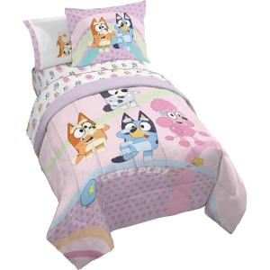 image:imageJay Franco Kids Comforter Set Includes Sheets and Pillow Covers  Soft and Cozy Bed Set for Stylish Room Decor Official Licensed Bedding Blue  The Mandalorian 7 Piece QueenPink  Bluey