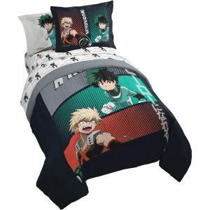 image:imageJay Franco Kids Comforter Set Includes Sheets and Pillow Covers  Soft and Cozy Bed Set for Stylish Room Decor Official Licensed Bedding Blue  The Mandalorian 7 Piece QueenBlack  My Hero Academia