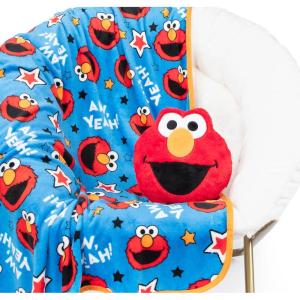 image:imageJay Franco Kids Nogginz Set  12 Inches Nogginz Pillow amp 40 x 50 Inches Cozy Plush Throw Blanket UltraSoft Character Nap Set for Travel Bedroom amp Couch Dcor Gray  The MandalorianSesame Street