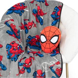 image:imageJay Franco Kids Nogginz Set  12 Inches Nogginz Pillow amp 40 x 50 Inches Cozy Plush Throw Blanket UltraSoft Character Nap Set for Travel Bedroom amp Couch Dcor Gray  The MandalorianGray  Spiderman