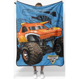 image:imageJay Franco Kids Plush Throw Blanket  Soft amp Cozy Fleece Throw for Bedroom amp Couch Dcor Official Licensed Product Blue  The Mandalorian 40x50  Travel BlanketBlue  Monster Jam