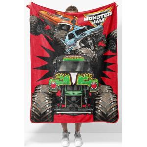 image:imageJay Franco Kids Plush Throw Blanket  Soft amp Cozy Fleece Throw for Bedroom amp Couch Dcor Official Licensed Product Blue  The Mandalorian 40x50  Travel BlanketRed  Monster Jam