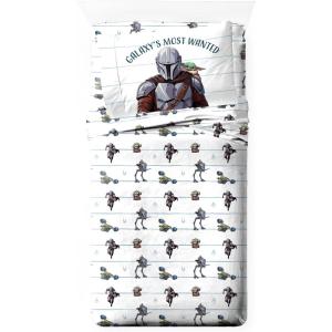 image:imageJay Franco Kids Sheet Set with Fitted Flat Sheets amp Pillow Cover  UltraSoft Bedding with Pillowcase for Room Decor White  The Mandalorian 4 Piece QueenWhite  the Mandalorian