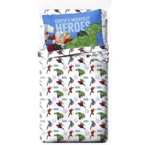 image:imageJay Franco Kids Sheet Set with Fitted Flat Sheets amp Pillow Cover  UltraSoft Bedding with Pillowcase for Room Decor White  The Mandalorian 4 Piece QueenWhite  Avengers