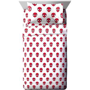 image:imageJay Franco Kids Sheet Set with Fitted Flat Sheets amp Pillow Cover  UltraSoft Bedding with Pillowcase for Room Decor White  The Mandalorian 4 Piece QueenRed  Spiderman